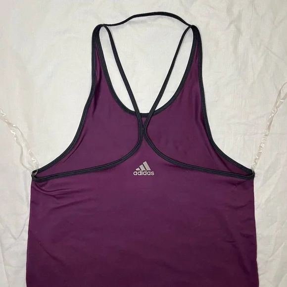 Adidas top women medium spaghetti strap racerback tank purple - Picture 3 of 8